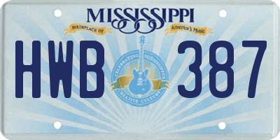MS license plate HWB387