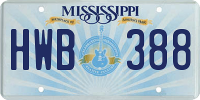 MS license plate HWB388