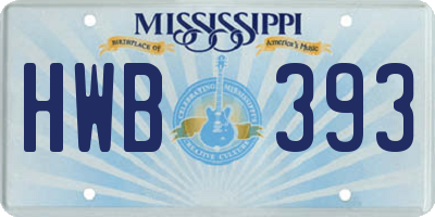 MS license plate HWB393