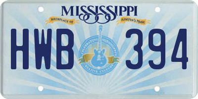 MS license plate HWB394