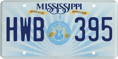 MS license plate HWB395