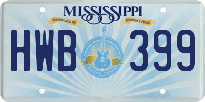 MS license plate HWB399
