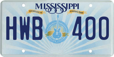 MS license plate HWB400