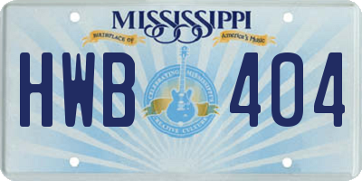 MS license plate HWB404