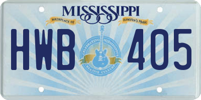 MS license plate HWB405