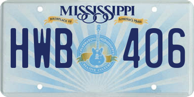 MS license plate HWB406
