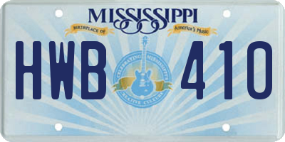 MS license plate HWB410