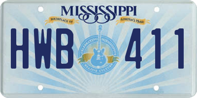 MS license plate HWB411
