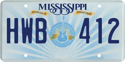 MS license plate HWB412