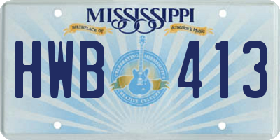 MS license plate HWB413