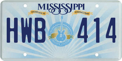MS license plate HWB414