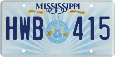 MS license plate HWB415