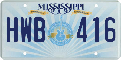 MS license plate HWB416