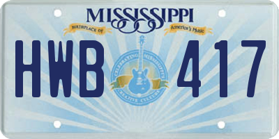 MS license plate HWB417