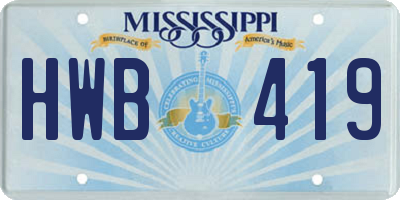MS license plate HWB419