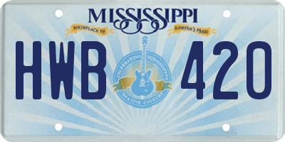 MS license plate HWB420