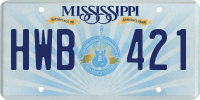 MS license plate HWB421