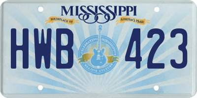 MS license plate HWB423