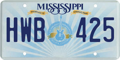 MS license plate HWB425