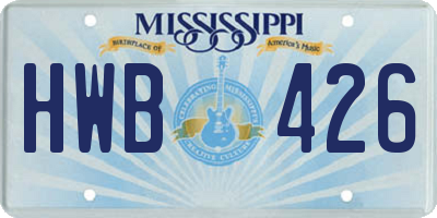 MS license plate HWB426