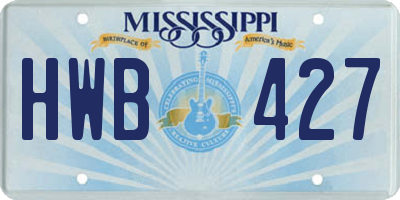 MS license plate HWB427