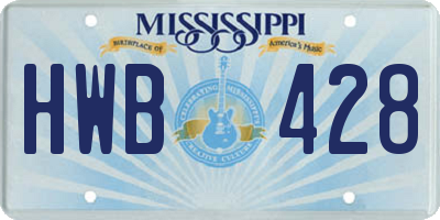MS license plate HWB428
