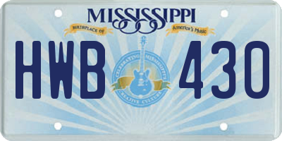 MS license plate HWB430