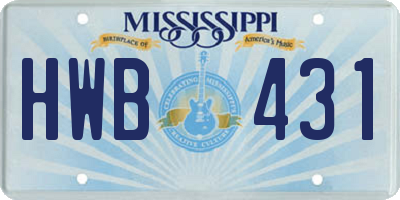 MS license plate HWB431