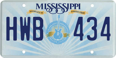 MS license plate HWB434
