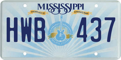 MS license plate HWB437