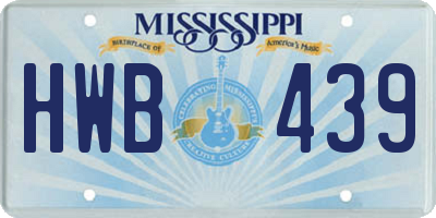 MS license plate HWB439