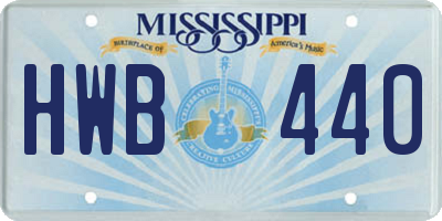 MS license plate HWB440