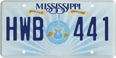 MS license plate HWB441