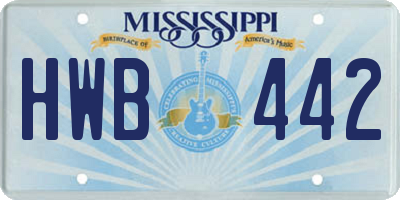 MS license plate HWB442
