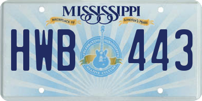 MS license plate HWB443