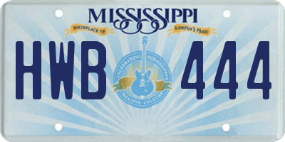 MS license plate HWB444