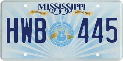 MS license plate HWB445