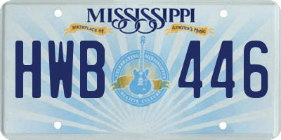 MS license plate HWB446