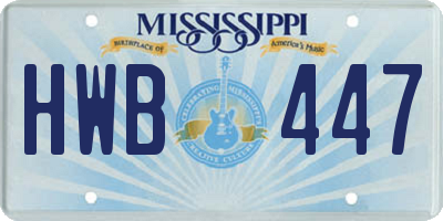 MS license plate HWB447