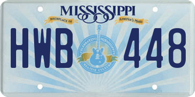 MS license plate HWB448