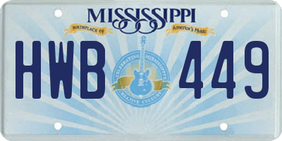 MS license plate HWB449
