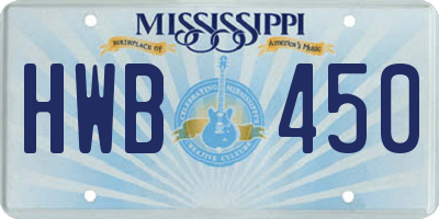 MS license plate HWB450