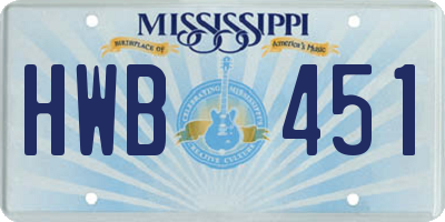 MS license plate HWB451