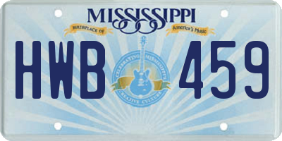 MS license plate HWB459