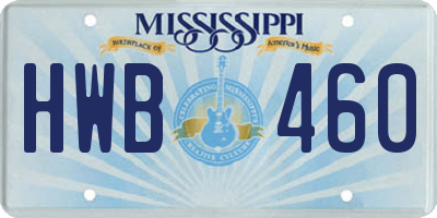 MS license plate HWB460