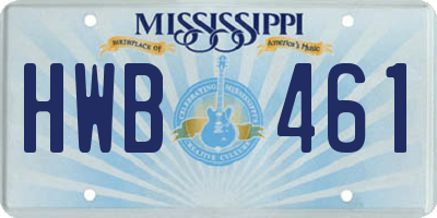 MS license plate HWB461