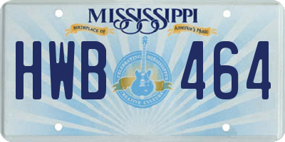 MS license plate HWB464