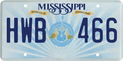 MS license plate HWB466