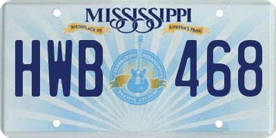 MS license plate HWB468