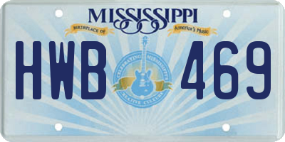 MS license plate HWB469